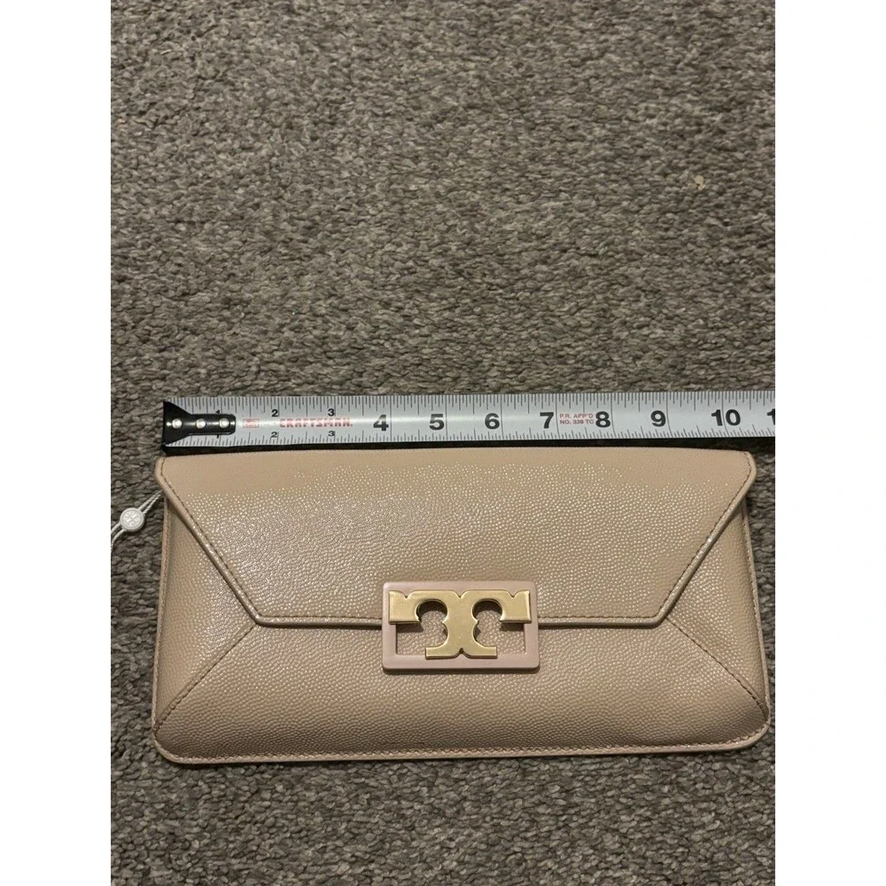 Tory‎ Burch Gigi Patent Clutch Bag Light Oak NWT